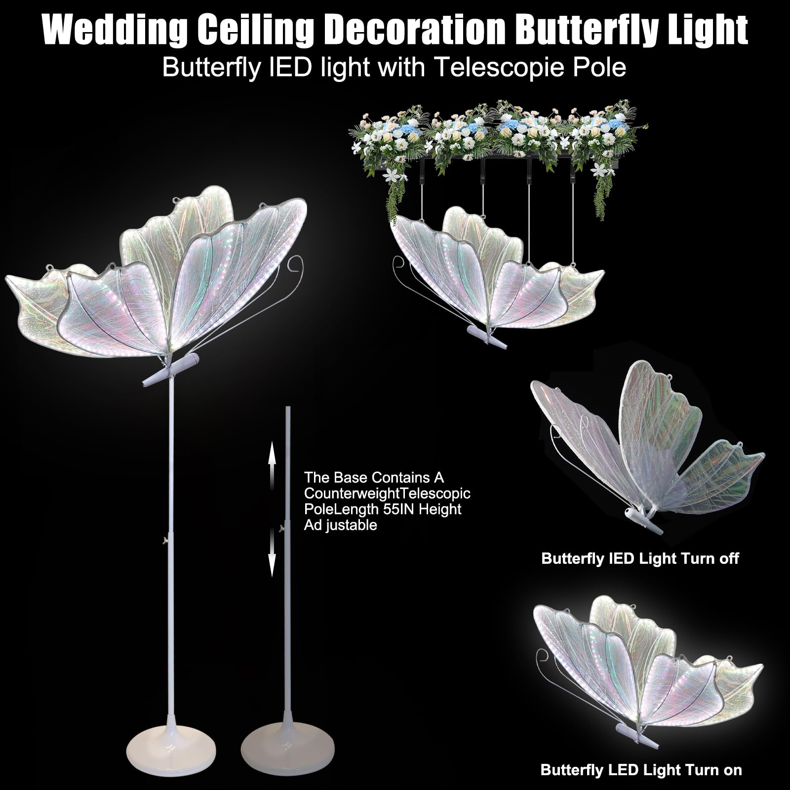 ZLPOWER Wedding Butterfly Floor Lamp Decoration Lights - Creative